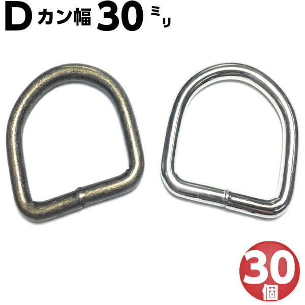 Dカン 30mm dカン D環 Dリング D管 ナスカン レザークラフト ハンドメイト 手作り 手芸用品 金具 金属 パーツ ベルト 幼稚園 保育園 子供 上履き 上履き入れ キーホルダー 肩掛け 首輪 バッグ 持ち手 カバン リュック ポシェット 入学 入園 ハロウィン 新学期 溶接 30個