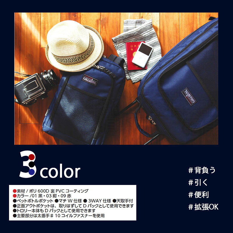 リュックキャリー キャリーリュック 3way アカ/ブラック/ネイビー 旅行カバン 旅行かばん　旅行用　便利グッズ メンズ レディース プレゼント ギフト　 敬老の日 就活 就職祝 誕生日 auc-cravat-ueda-10012599 ネクタイ専門店 0-STYLE.cravat サンプル画像3
