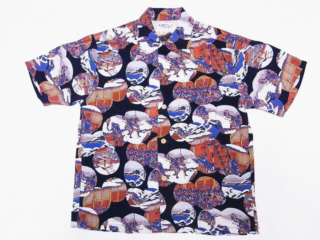 SUN SURF[サンサーフ]×北斎 アロハシャツ SS37918 忠臣蔵討入 スペシャルエディション 葛飾北斎 和柄 (ネイビー) 送料無料 代引き手数料無料 【RCP】