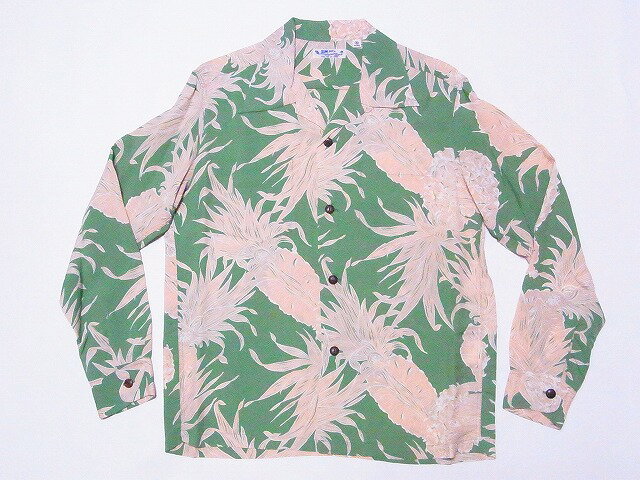 SUN SURF[サンサーフ] 長袖アロハシャツ SS28785 ISLAND PINEAPPLE 長袖アロハ L/S RAYON HAWAIIAN SHIRT パイナップル (グリーン) 送料無料 代引き手数料無料