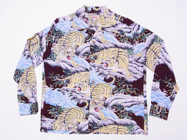 SUN SURF サンサーフ 長袖アロハシャツ SS29004 FIGHTING TIGER 長袖アロハ L/S RAYON HAWAIIAN SHIRT タイガー 虎 和柄 (ワイン) 送料無料 代引き手数料無料