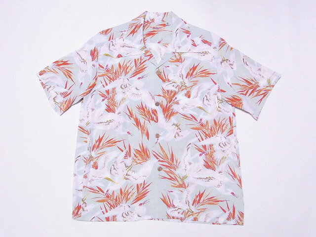 SUN SURF[サンサーフ] アロハシャツ SS39222 WHITE EGRET 白鷺 シラサギ 和柄 (グレー) 送料無料 代引き手数料無料