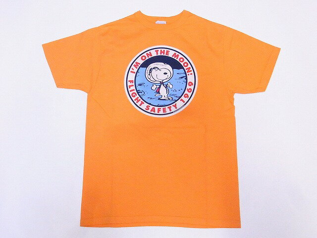 Buzz Rickson's×PEANUTS Tシャツ スヌーピー BR78423 SNOOPY I'M ON THE MOON! (オレンジ)