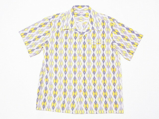 STAR OF HOLLYWOOD[スターオブハリウッド] オープンシャツ SH39085 ARGYLE 半袖 オープンカラーシャツ アーガイル (イエロー) 送料無料 代引き手数料無料