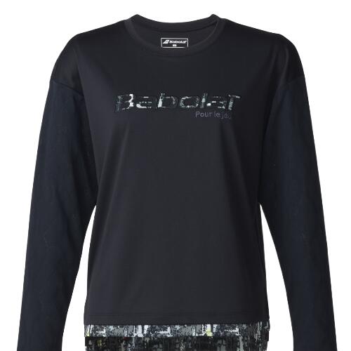 2025年秋冬発売モデル Babolat バボラ テニスウェア レディス PURE LONG SLEEVE SHIRT ロングスリーブシャツ BWP5573 BK00