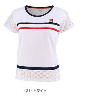 フィラ FILA テニスウェア レディース ゲームシャツ VL1955 2019SS　ホワイト　フィラネイビー　フィラレッド