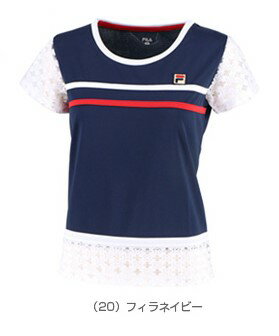 フィラ FILA テニスウェア レディース ゲームシャツ VL1955 2019SS　ホワイト　フィラネイビー　フィラレッド