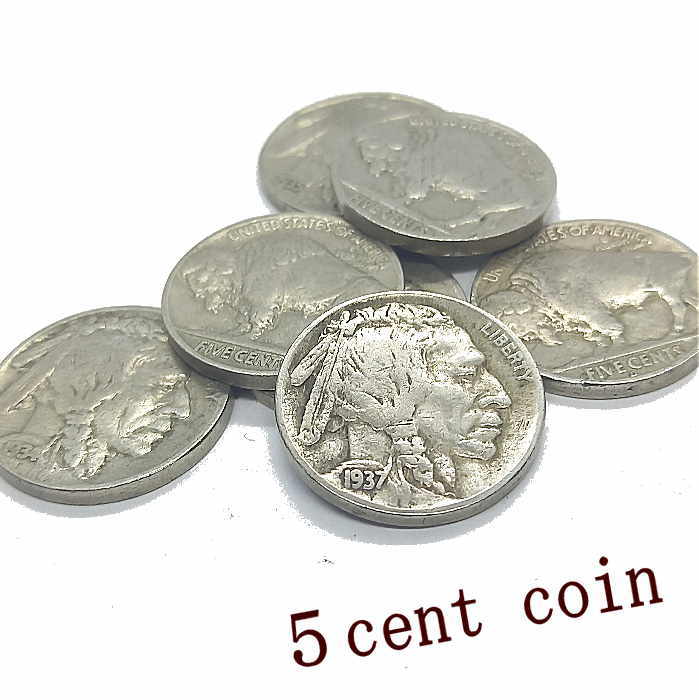 coin-4■5セントコイン インディアン&バッファロー【1930〜1937年】本物硬貨 アクセサリー 材料 パーツ クラフト　コンチョ