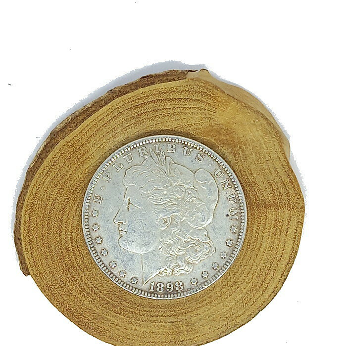 coin-31(A) モーガン(モルガン)1ドルコイン【シルバー900】本物銀貨【1898年】アクセサリー 材料 パーツ クラフト　コンチョ
