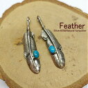 フェザー ペンダント【Silver925&ターコイズ】ハンドメイド(縦5.1cm)トップ【メール便OK】 ネイティブアメリカン アクセサリー ペンダントトップ ...