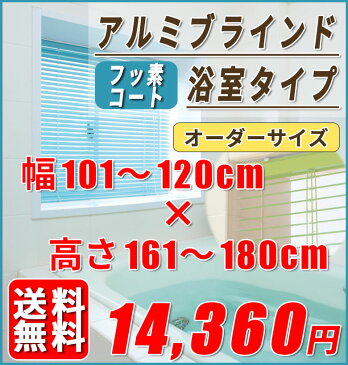 フッ素コート　浴室用アルミブラインド　オーダーサイズ[幅101cm〜120cm 高さ161cm〜180cm] 　スラット25　送料無料【※代引き不可/同梱不可】