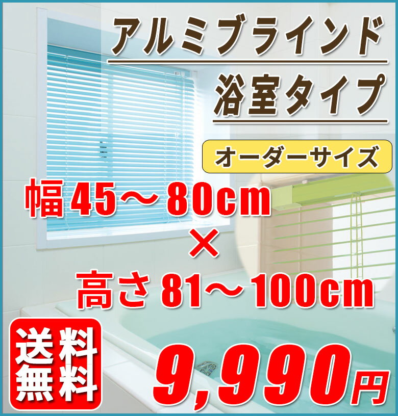 浴室用アルミブラインド　オーダーサイズ[幅45cm〜80cm 高さ81cm〜100cm] 　スラット25　送料無料【※代引き不可/同梱不可】