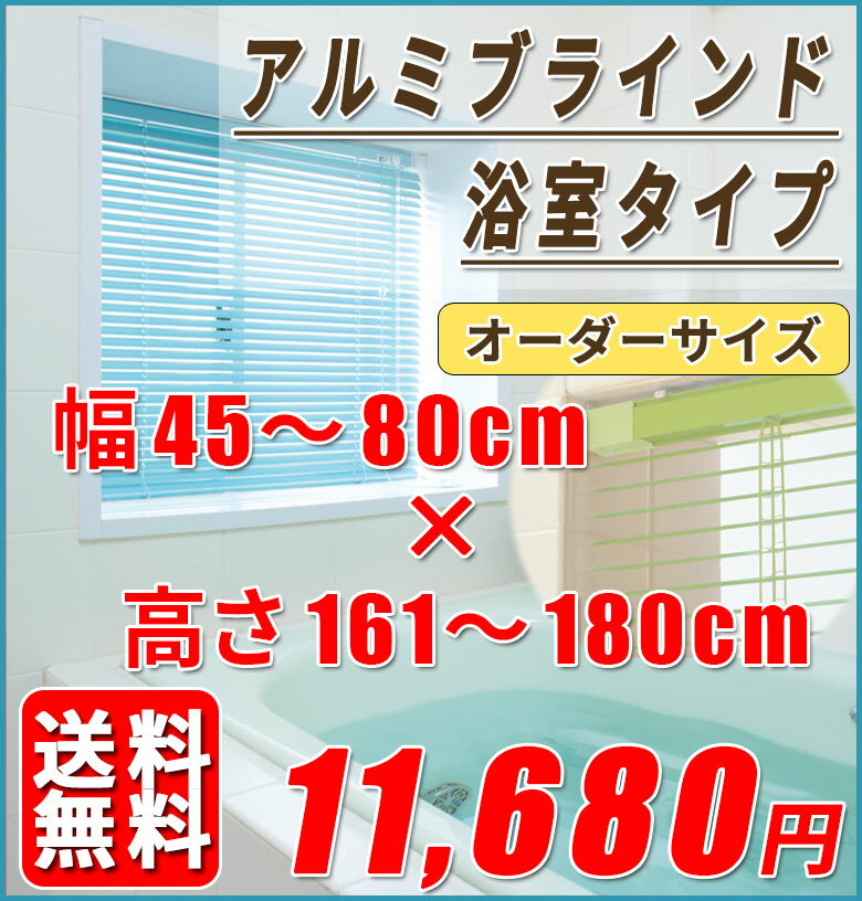 浴室用アルミブラインド　オーダーサイズ[幅45cm〜80cm 高さ161cm〜180cm] 　スラット25　送料無料【※代引き不可/同梱不可】