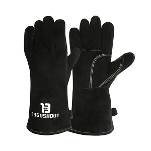 13GUSHOUT 耐熱グローブ キャンプグローブ バーベキュー キャンプ用品 薪グリル 本革 高熱 作業用手袋 高温作業 耐熱手袋 保護手袋 送料無料