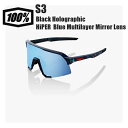 100% ワンハンドレッド S3 Black Holographic HiPER Blue Multilayer Mirror Lens サングラス スポーツサングラス 自転車 野球