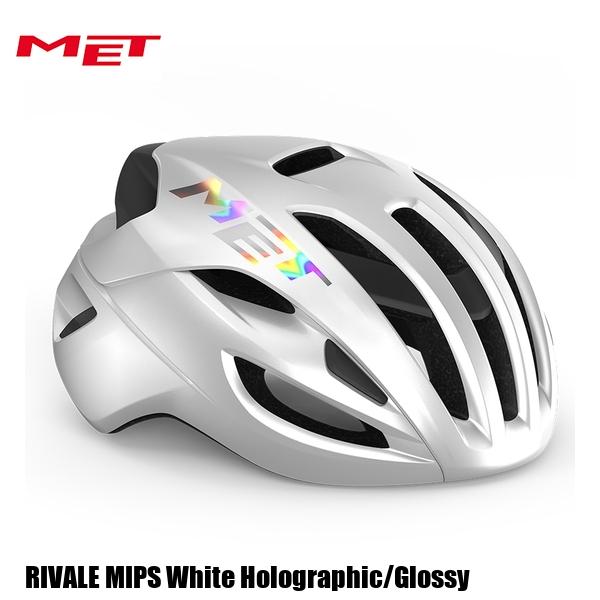 MET メット ヘルメット RIVALE MIPS White Holographic/Glossy 自転車 ヘルメット ロードバイク
