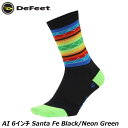 DeFeet ディフィート AI 6インチ Santa Fe Black/Neon Green サイクルソックス 靴下