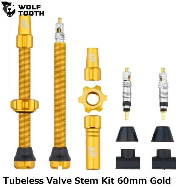 WOLF TOOTH ウルフトゥース Tubeless Valve Stem Kit 60mm Gold 自転車バルブキャップ