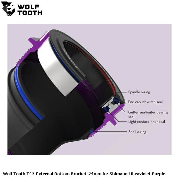 WOLF TOOTH ウルフトゥース Wolf Tooth T47 External Bottom Bracket-24mm for Shimano-Ultraviolet Purple 自転車 ボトムブラケット(BB)