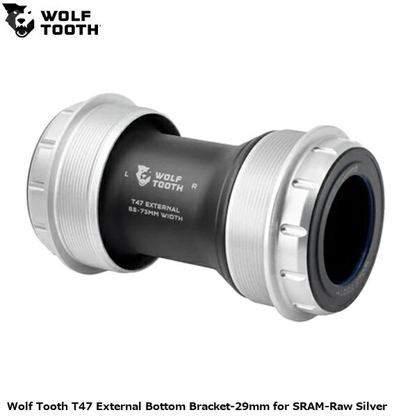 WOLF TOOTH ウルフトゥース Wolf Tooth T47 External Bottom Bracket-29mm for SRAM-Raw Silver 自転車 ボトムブラケット(BB) ●ブランド ウルフトゥースコンポーネンツ ●wt2602-370 U1WBBT47E29RSIL ●JANコード 0810159402545 ●商品説明 滑らかさ・耐久性・軽さ・スピード・そして自宅でのメンテナンス性を兼ね備えるよう設計。 独自設計のベアリング、シール、ブッシング、カップにより、きしみを防止し、最高レベルの防水性と低抵抗を両立。 クラス最高の耐候性シールと最適化されたベアリングラジアル圧縮をバランスよく実現。 ■商品のデザイン、仕様、外観、は予告なく変更する場合がありますのでご了承ください。 サイクルパーツ ドライブトレイン 自転車 ボトムブラケット(BB) 自転車 ロードバイク MTB マウンテンバイク シクロクロス クロスバイク●ブランド ウルフトゥースコンポーネンツ ●wt2602-370 U1WBBT47E29RSIL ●JANコード 0810159402545 ●商品説明 滑らかさ・耐久性・軽さ・スピード・そして自宅でのメンテナンス性を兼ね備えるよう設計。 独自設計のベアリング、シール、ブッシング、カップにより、きしみを防止し、最高レベルの防水性と低抵抗を両立。 クラス最高の耐候性シールと最適化されたベアリングラジアル圧縮をバランスよく実現。 シェル幅：68〜73mm サイズ・重量：24mm(96g) 29mmDUB（97g） 30mm（91g）※スペーサー除く カラー：Black、Orange、UltravioletPurple、RawSilver ■優れた防水性能 独自のシーリング構造により、低抵抗を維持しつつあらゆるコンディションで高い耐久性を発揮。 スピンドルOリング、ベアリング／ブッシング部シール、内外低接触ベアリングシール、 シェルOリング、ラビリンス構造のエンドキャップを採用。 ■きしみの解消 独自ポリマーブッシングによりベアリング内輪とクランクスピンドルの金属接触を防止。 これによりボトムブラケット特有のきしみを解消し、ベアリング寿命も向上。 ■軽量設計他社製品と比較して軽量ながら、あらゆる環境下で安定した性能を発揮。 ■標準工具で取付可能 専用工具は不要。 一般的なスプライン工具（44-16、46-12）で取付・取り外しが可能。 ■高耐久ベアリング ベアリングには高硬度クロム軸受鋼を使用。 ステンレス以上の耐摩耗性と低抵抗を実現し、ACOSURZNAコーティングにより高い耐食性も確保。 サイクルパーツ ドライブトレイン 自転車 ボトムブラケット(BB) 自転車 ロードバイク MTB マウンテンバイク シクロクロス クロスバイク