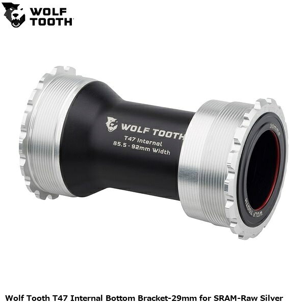 WOLF TOOTH ウルフトゥース Wolf Tooth T47 Internal Bottom Bracket-29mm for SRAM-Raw Silver 自転車 ボトムブラケット(BB) ●ブランド ウルフトゥースコンポーネンツ ●wt2602-377 U1WBB-T47I-29-RSIL ●JANコード 0810159401456 ●商品説明 滑らかさ・耐久性・軽さ・スピード・そして自宅でのメンテナンス性を兼ね備えるよう設計。 独自設計のベアリング、シール、ブッシング、カップにより、きしみを防止し、最高レベルの防水性と低抵抗を両立。 クラス最高の耐候性シールと最適化されたベアリングラジアル圧縮をバランスよく実現。 ■商品のデザイン、仕様、外観、は予告なく変更する場合がありますのでご了承ください。 サイクルパーツ ドライブトレイン 自転車 ボトムブラケット(BB) 自転車 ロードバイク MTB マウンテンバイク シクロクロス クロスバイク●ブランド ウルフトゥースコンポーネンツ ●wt2602-377 U1WBB-T47I-29-RSIL ●JANコード 0810159401456 ●商品説明 滑らかさ・耐久性・軽さ・スピード・そして自宅でのメンテナンス性を兼ね備えるよう設計。 独自設計のベアリング、シール、ブッシング、カップにより、きしみを防止し、最高レベルの防水性と低抵抗を両立。 クラス最高の耐候性シールと最適化されたベアリングラジアル圧縮をバランスよく実現。 シェル幅：85.5〜92mm サイズ・重量：24mm(103g) 29mmDUB（96g） 30mm（91g）※スペーサー除く ■優れた防水性能 独自のシーリング構造により、低抵抗を維持しつつあらゆるコンディションで高い耐久性を発揮。 スピンドルOリング、ベアリング／ブッシング部シール、内外低接触ベアリングシール、 シェルOリング、ラビリンス構造のエンドキャップを採用。 ■きしみの解消 独自ポリマーブッシングによりベアリング内輪とクランクスピンドルの金属接触を防止。 これによりボトムブラケット特有のきしみを解消し、ベアリング寿命も向上。 ■軽量設計 他社製品と比較して軽量ながら、あらゆる環境下で安定した性能を発揮。 ■標準工具で取付可能 専用工具は不要。 一般的なスプライン工具（52-16）で取付・取り外しが可能。 ■高耐久ベアリング ベアリングには高硬度クロム軸受鋼を使用。 ステンレス以上の耐摩耗性と低抵抗を実現し、ACOSURZNAコーティングにより高い耐食性も確保。 サイクルパーツ ドライブトレイン 自転車 ボトムブラケット(BB) 自転車 ロードバイク MTB マウンテンバイク シクロクロス クロスバイク