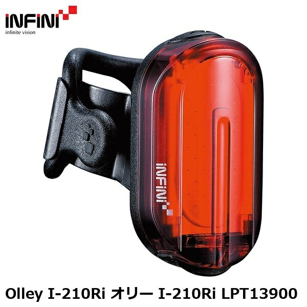 INFINI インフィニ Olley I-210Ri オリー I-210Ri LPT13900 自転車 テールライト リアライト 充電端子に USB-Type C を採用したコンパクトなサイズの充電式リアライト。 シートポスト取り付け用ブラケットに加えてクリップマウントやラバーストラップも付属し、バッグなど様々な場所に装着が可能です。 ■商品のデザイン、仕様、外観、は予告なく変更する場合がありますのでご了承ください。 アクセサリー ライト 自転車 テールライト 自転車 ロードバイク MTB マウンテンバイク シクロクロス クロスバイク充電端子に USB-Type C を採用したコンパクトなサイズの充電式リアライト。 シートポスト取り付け用ブラケットに加えてクリップマウントやラバーストラップも付属し、バッグなど様々な場所に装着が可能です。 ■光束： 50ルーメン ■COB 38 チップ レッド LED ■リチウムイオンポリマー充電式電池内蔵（DC5V/500mA） （メモリー効果を気にせず継ぎ足し充電可能） ■USB 充電可能（Type-C）、充電時間： 2時間■ ローバッテリーインジケーター ■点灯： 5.5時間（8ルーメン）、高輝度点灯： 1.5 時間（30ルーメン）、 点滅： 48時間（10ルーメン）、パルス点灯： 5時間（10ルーメン）、 デイフラッシュ： 7時間（50ルーメン） ■防水性能： IPX4 ■USB ケーブル1本付属 ■シートポスト用ブラケット付属 ■取付可能径：?19〜32mm ■L23.5 x W27.9 x H53.3mm（ライト本体） ■21.2g■ アクセサリー ライト 自転車 テールライト 自転車 ロードバイク MTB マウンテンバイク シクロクロス クロスバイク