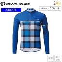 PEARLiZUMi パールイズミ 3400-BL コンフォート ウィンター ジャージ 4 ブルーチェック メンズ サイクルジャージ 長袖