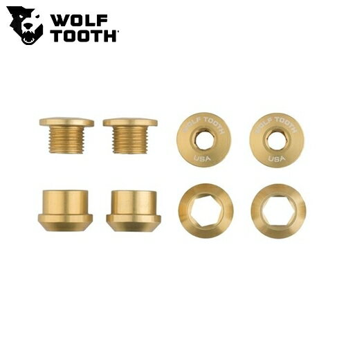 WOLF TOOTH　ウルフトゥース Set of 4 Chainring Bolts+Nuts for 1X - 4 pcs. gold 6mm 自転車 チェーンリング シングルチェーンリングに最適化されたボルト。 　ねじ山のないシングルチェーンリングのあらゆるボルトに完璧に対応します。 　他のブランドのシングルチェーンリングにも使用できます 　数量：4pcs 　重量：8g（4pcs合計） 　材質：7075-T6 aluminum 　サイズ：M8 x.75 x 5 　トルク仕様：7?8N ■商品のデザイン、仕様、外観、は予告なく変更する場合がありますのでご了承ください。シングルチェーンリングに最適化されたボルト。 　ねじ山のないシングルチェーンリングのあらゆるボルトに完璧に対応します。 　他のブランドのシングルチェーンリングにも使用できます 　数量：4pcs 　重量：8g（4pcs合計） 　材質：7075-T6 aluminum 　サイズ：M8 x.75 x 5 　トルク仕様：7?8N