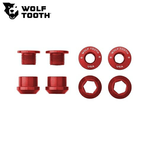WOLF TOOTH ウルフトゥース Set of 4 Chainring Bolts Nuts for 1X - 4 pcs. red 6mm 自転車 チェーンリング