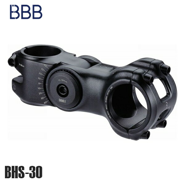 BBB ビービービー ステム BBB ハイシックス 35D ブラック BHS-30 自転車 ステム 35mmクランプの角度可変ステム クランプ径：35.0mm ステアチューブ径：1-1/8（28.6mm） アングル：+40°〜?40°に調節可能 スタックハイト：40mm 参考重量：272g（90mm） カラー：ブラック ●+40°〜-40°に角度を変更可能。 ●6061T6アルミニウム合金製。 ●精度の高さにより固定力が強く、ハンドルがずれにくい。 ●スタイリッシュなブラックボディ＆デカール。 ●ブラックのステンレスボルト。 ●Eバイクに対応。 ■商品のデザイン、仕様、外観、は予告なく変更する場合がありますのでご了承ください。35mmクランプの角度可変ステム クランプ径：35.0mm ステアチューブ径：1-1/8（28.6mm） アングル：+40°〜?40°に調節可能 スタックハイト：40mm 参考重量：272g（90mm） カラー：ブラック ●+40°〜-40°に角度を変更可能。 ●6061T6アルミニウム合金製。 ●精度の高さにより固定力が強く、ハンドルがずれにくい。 ●スタイリッシュなブラックボディ＆デカール。 ●ブラックのステンレスボルト。 ●Eバイクに対応。