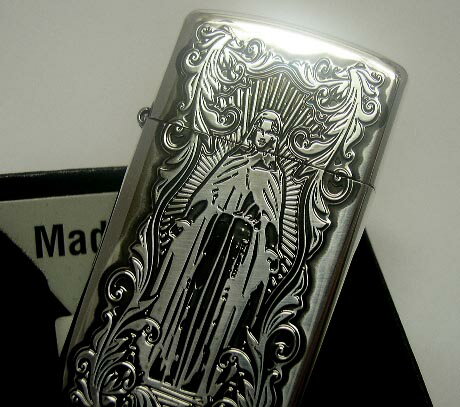 送料無料！新品正規品 Slim(スリム) アラベスク両面別柄マリア&十字クロス(燻しシルバー)ZIPPOジッポライター☆おまけメンテブラシ付き！(配送)小型宅配便,メール便はさらに割引き。(TK180)