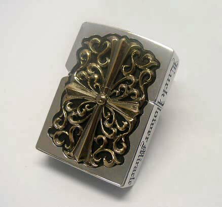 送料無料!新品正規品 規格外の重厚感!復刻 纏鎧 METAL-JACKET SevenLuck 2FMJ-CROG20 両面クロス(シルバー色 装飾部 古美ブラス色)ZIPPOオイルライター☆おまけメンテブラシ付き! ジッポ
