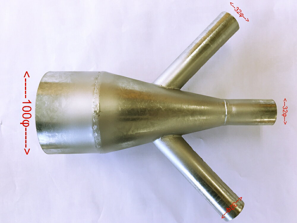 集塵用Y型分岐管100φ*32φ*32φ*32φダクトホース用 98*30*30*30