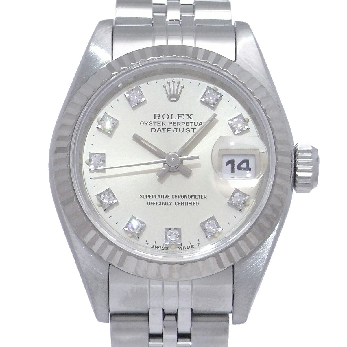 ROLEX ロレックス オイスター パーペチュアル デイトジャスト 69174G S番 1993年製 10 ポイント ダイヤモンド シルバー ダイヤル 文字盤 自動巻 オートマチック 26mm WG ホワイトゴールド SS ステンレススチール レディース コンビ【大黒屋質店出品】【中古】【送料無料】