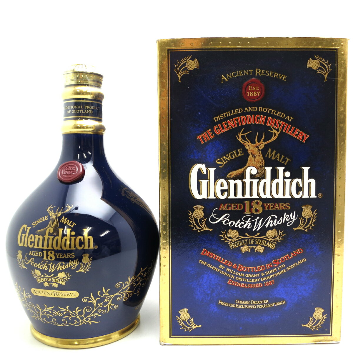 【ジャックスローン分割24回まで無金利】【飯能本店】 グレンフィディック Glenfiddich ウイスキー 18年 青陶器 700ml SH0161【新品・未開封】