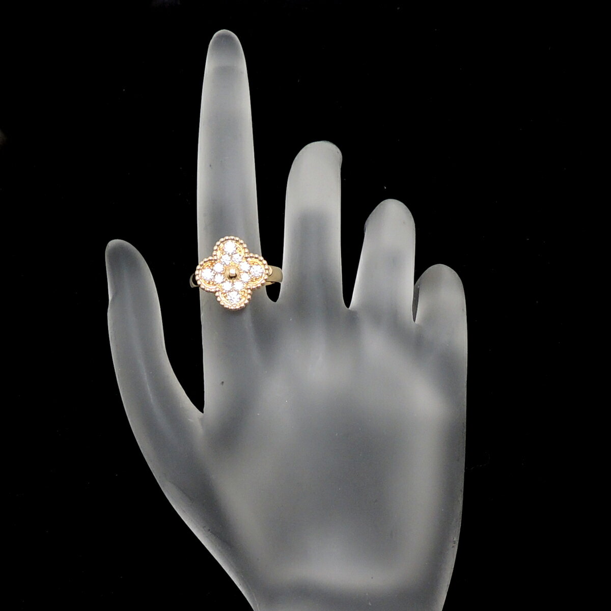 【プライスダウン】【銀座店】ヴァンクリーフ＆アーペルヴィンテージアルハンブラダイヤモンドレディースリング・指輪750イエローゴールド9号DH51595【大黒屋質店出品】【中古】【送料無料】【店頭受取対応商品】