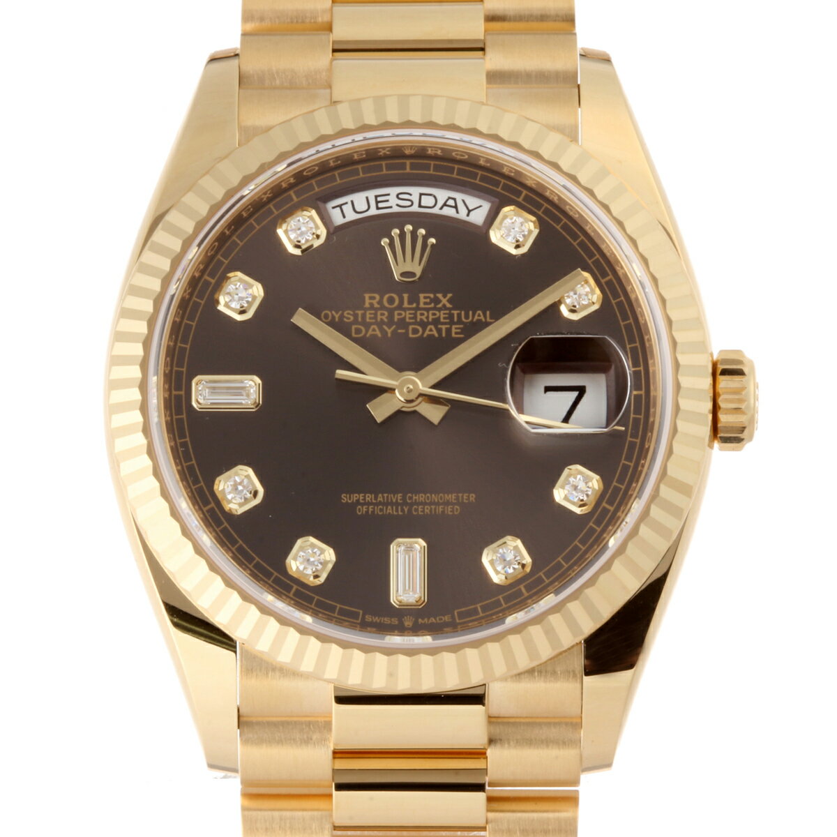 【プライスダウン】【銀座店】 ロレックス デイデイト 36 8Pダイヤモンド ランダム刻印 メンズ 腕時計 128238 750イエローゴールド ダークグレー文字盤 DH51919【大黒屋質店出品】 【中古】【送料無料】【店頭受取対応商品】