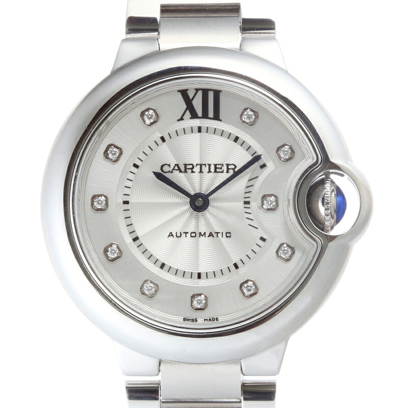 【プライスダウン】【銀座店】 カルティエ バロンブルー 11P ダイヤモンド レディース 腕時計 WE902074 ステンレススチール シルバー文字盤 DH53020【大黒屋質店出品】 【中古】【送料無料】【店頭受取対応商品】