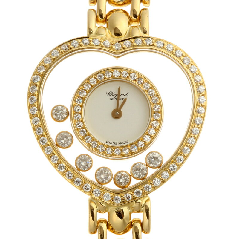 【プライスダウン】【銀座店】 ショパール ハッピーダイヤモンド ハート レディース 腕時計 750イエローゴールド ホワイト文字盤 DH53496【大黒屋質店出品】 【中古】【送料無料】【店頭受取対応商品】