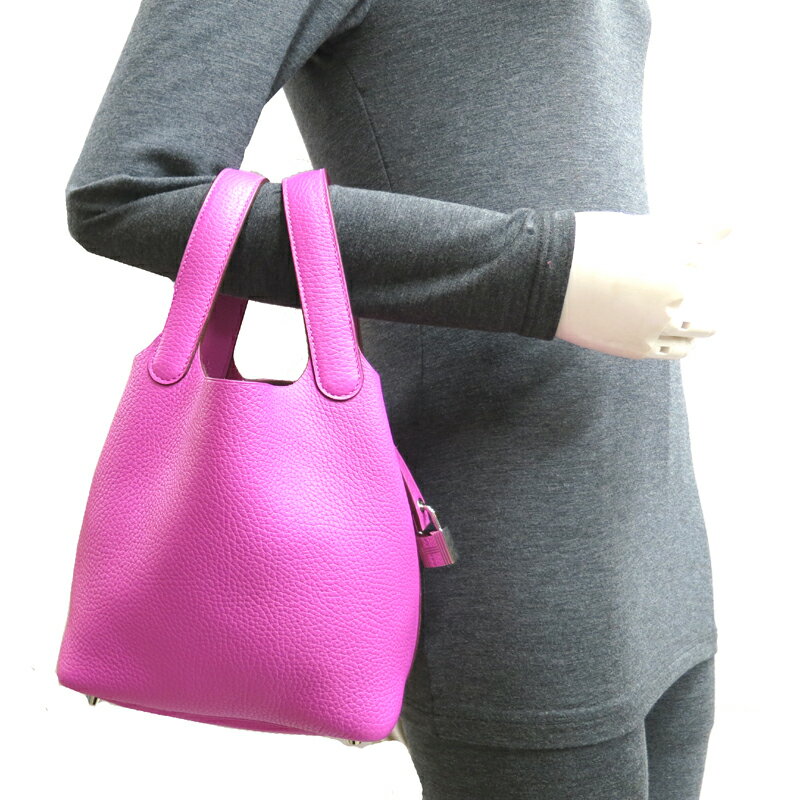 【プライスダウン】【銀座店】 エルメス ピコタンロック PM C刻印 2018年製 レディース ハンドバッグ トリヨンクレマンス マグノリア シルバー金具(パラジウム) DH54147【大黒屋質店出品】 【中古】【送料無料】【店頭受取対応商品】