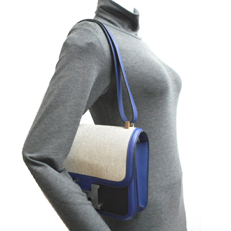 【銀座店】 エルメス コンスタンス24 D刻印 2019年製 レディース ショルダーバッグ ヴォースイフト/トワルアッシュ/グランアッシュ ディープブルー DH55735【大黒屋質店出品】 【中古】【送料無料】【店頭受取対応商品】