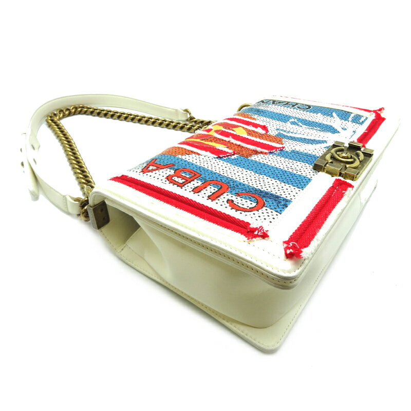 【銀座店】 シャネル ボーイシャネル　チェーンショルダー　CUBA  キューバ　限定品 レディース ショルダーバッグ A67086 レザー マルチ（ホワイト×ブルー×レッド） DH57227【大黒屋質店出品】 【中古】【送料無料】【店頭受取対応商品】