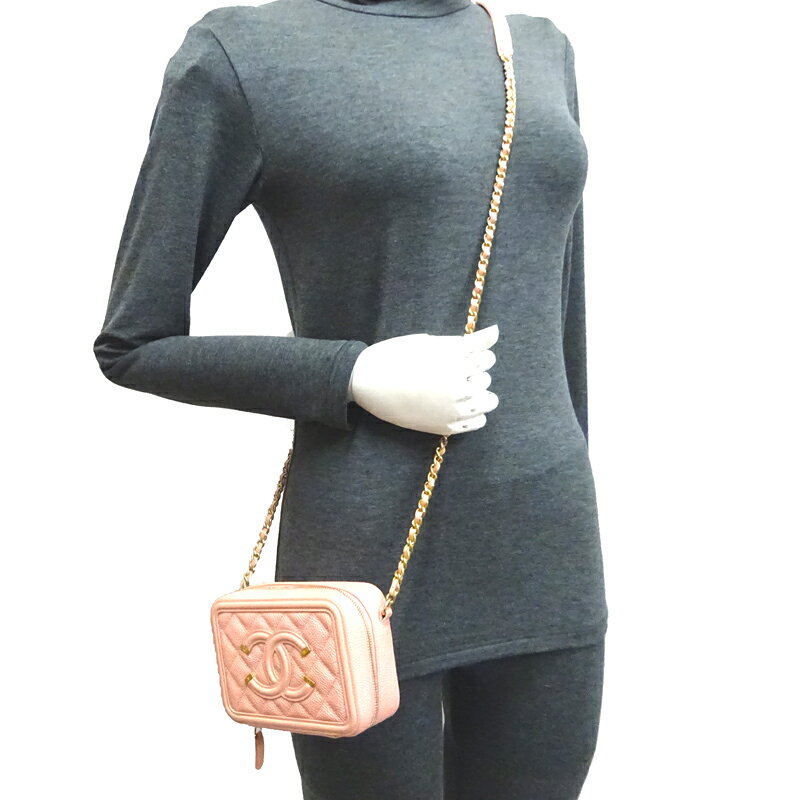 【銀座店】 シャネル フィリグリー チェーンショルダー レディース ショルダーバッグ キャビアスキン ピンク DH57228【大黒屋質店出品】 【中古】【送料無料】【店頭受取対応商品】