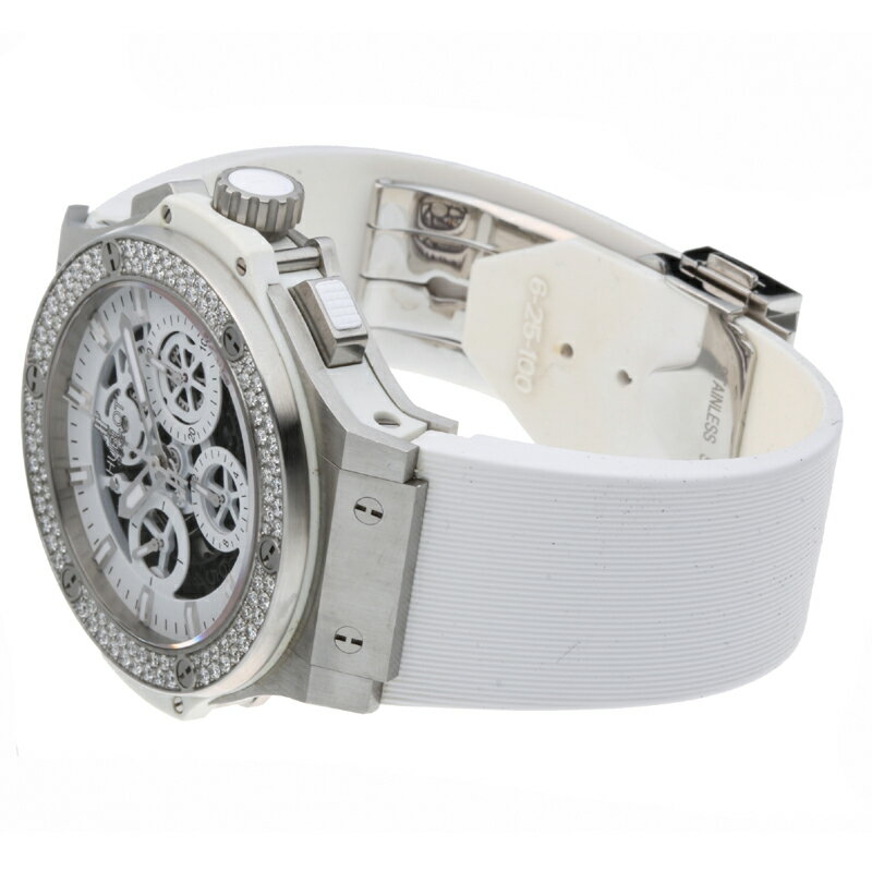 【飯能本店】 ウブロ ビッグバン アエロバン オールホワイト ベゼル ダイヤモンド 日本限定モデル メンズ 腕時計 311.SE.2010.RW.1104.JSM12 ステンレススチール ホワイト文字盤(ハーフスケルトン) DH57813【大黒屋質店出品】 【中古】【送料無料】【店頭受取対応商品】