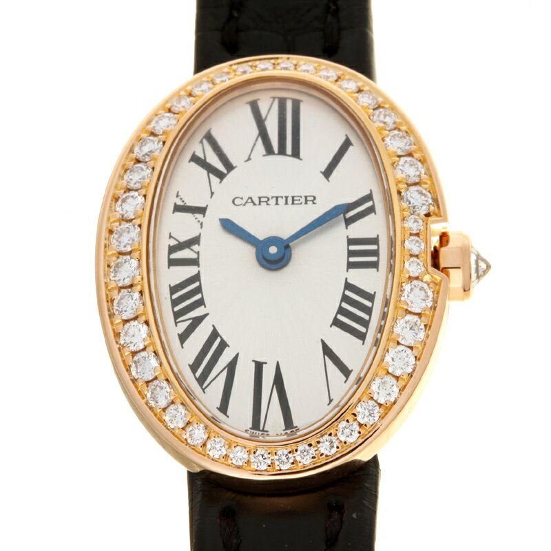 【銀座店】 カルティエ ミニ ベニュワール ベゼル ダイヤモンド レディース 腕時計 WB520028 750ピンクゴールド シルバーローマン文字盤 DH58034【大黒屋質店出品】 【中古】【送料無料】【店頭受取対応商品】