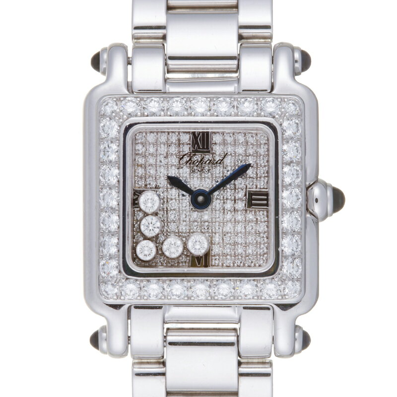 【銀座店】ショパールハッピースポーツスクエアダイヤモンドレディース腕時計27/6851-21/11750ホワイトゴールドローマン文字盤DH61898【大黒屋質店出品】【中古】【送料無料】【店頭受取対応商品】