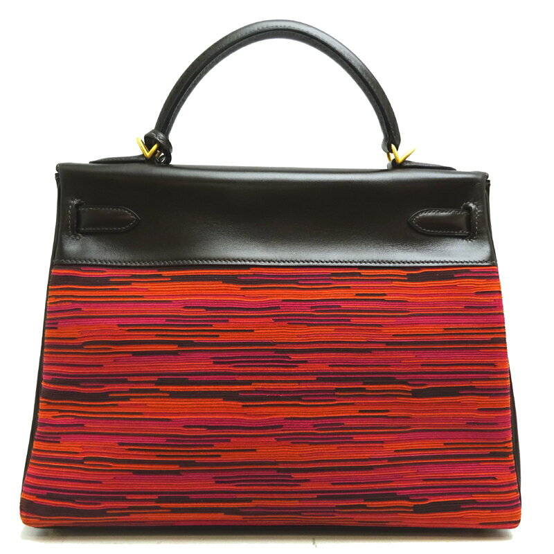 【銀座店】 エルメス ケリー32 □H刻印 2004年製 レディース ハンドバッグ ヴィブラート/ボックスカーフ マルチカラー/ダークブラウン DH63387【大黒屋質店出品】 【中古】【送料無料】【店頭受取対応商品】