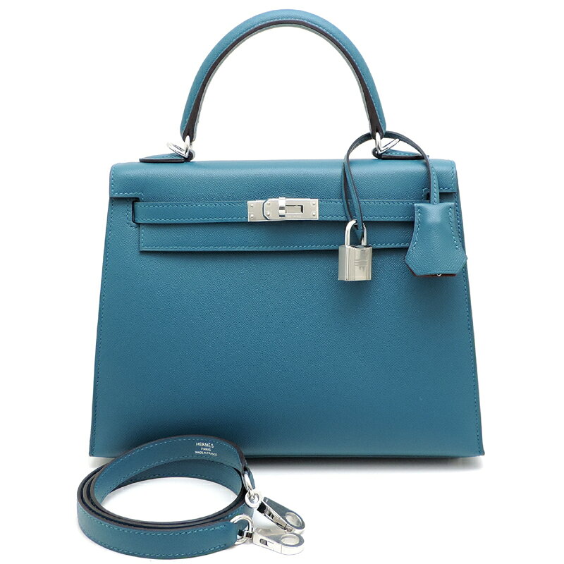 【銀座店】 エルメス ケリー 25 ヴェルソ U刻印 2022年製 シルバー金具(パラジウム) レディース ハンドバッグ ヴォーマダム ヴェールボスフォール (グリーン系) DH71305【大黒屋質店出品】 【中古】【送料無料】【店頭受取対応商品】のサムネイル