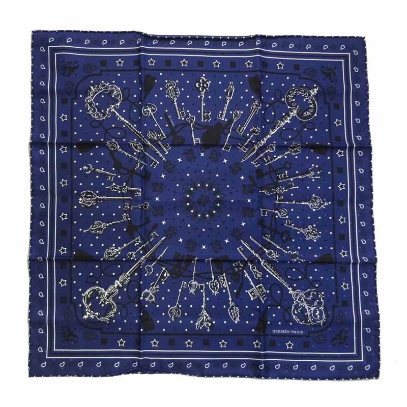 【飯能本店】 エルメス カレ55 プリュムティレクレ レディース スカーフ シルク100％ ネイビー DH77813【大黒屋質店出品】 【中古】【送料無料】【店頭受取対応商品】のサムネイル