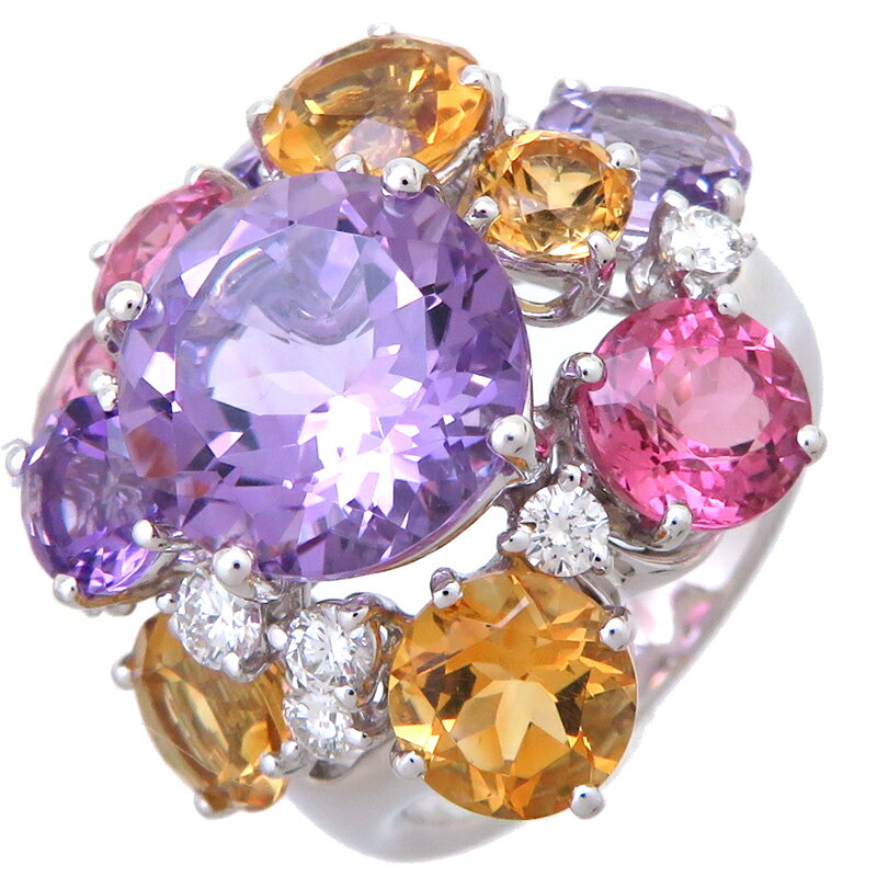 【飯能本店】 ダミアーニ マルチカラー ストーン レディース リング・指輪 750ホワイトゴールド 14.5号 DH82553【大黒屋質店出品】 【中古】【送料無料】【店頭受取対応商品】